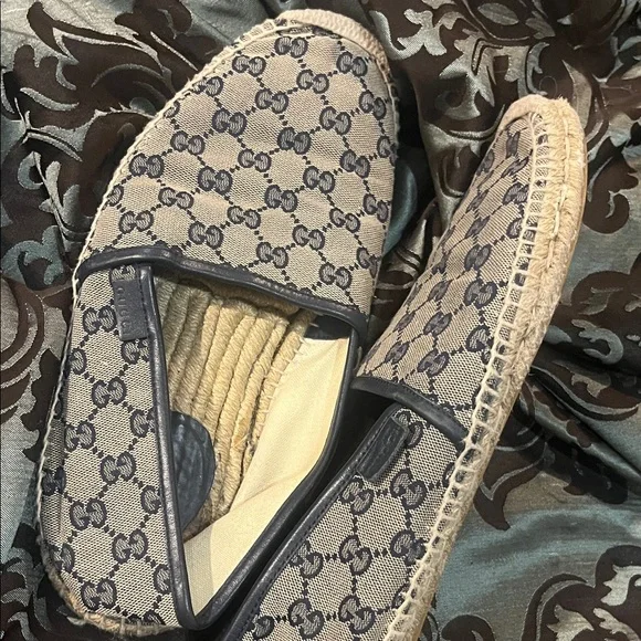 Gucci Beige and Blue Logo Espadrilles WORN size 10.5 men’s - Picture 3 of 13